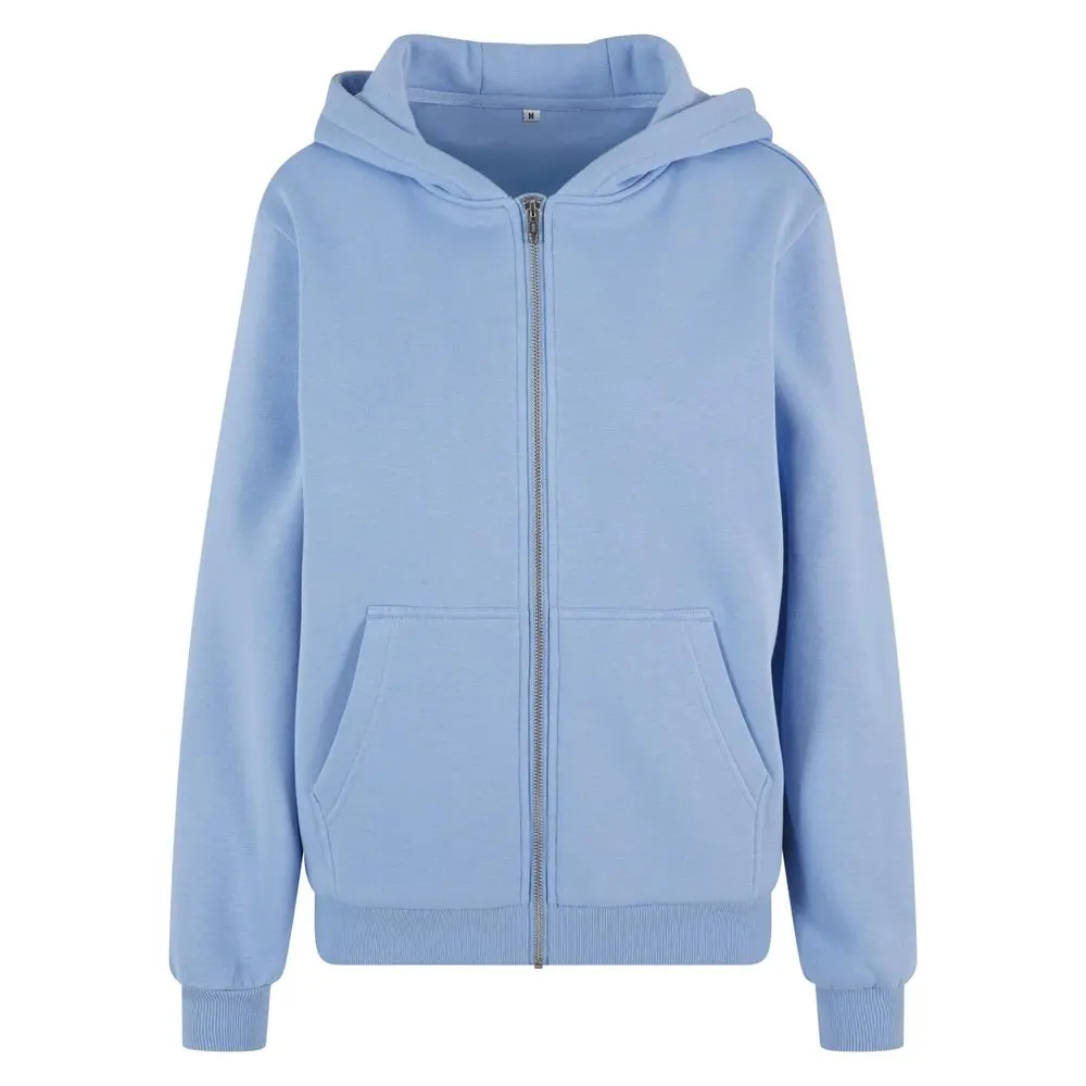 Build Your Brand Hebká dámská mikina na zip Fluffy - Světle modrá | XS