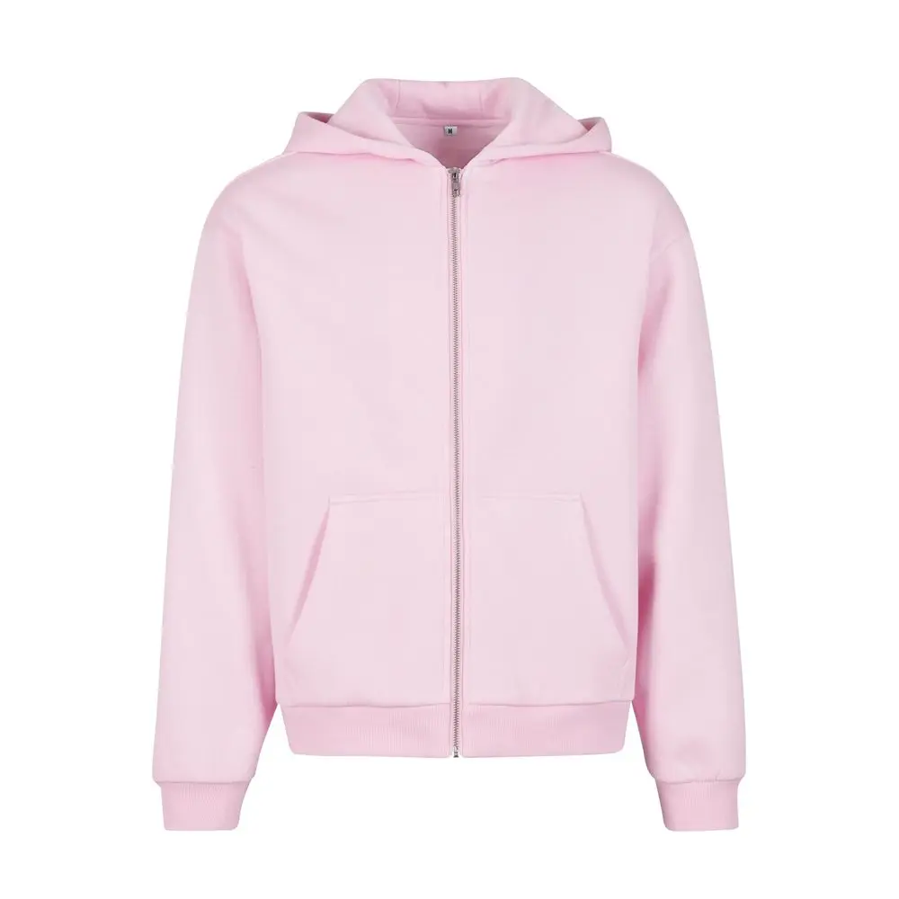 Build Your Brand Hebká pánská mikina na zip Fluffy - Jemně růžová | 4XL