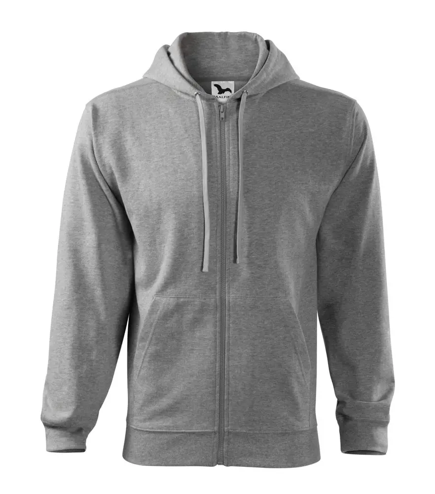 MALFINI® Pánská celopropínací mikina s kapucí Trendy Zipper Barva: šedý melír tmavý, Velikost: L