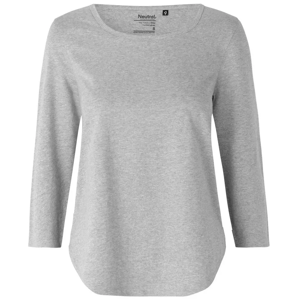 Dámské organické tričko Neutral se 3/4 rukávky 155 g/m Barva: šedá, Velikost: XL NE81006
