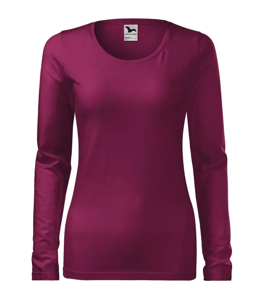 MALFINI SLIM dámské dlouhý rukáv Tričko vínová XXL 62-2XL