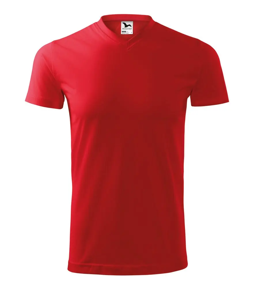 MALFINI Tričko Heavy V-neck - Červená | 3XL
