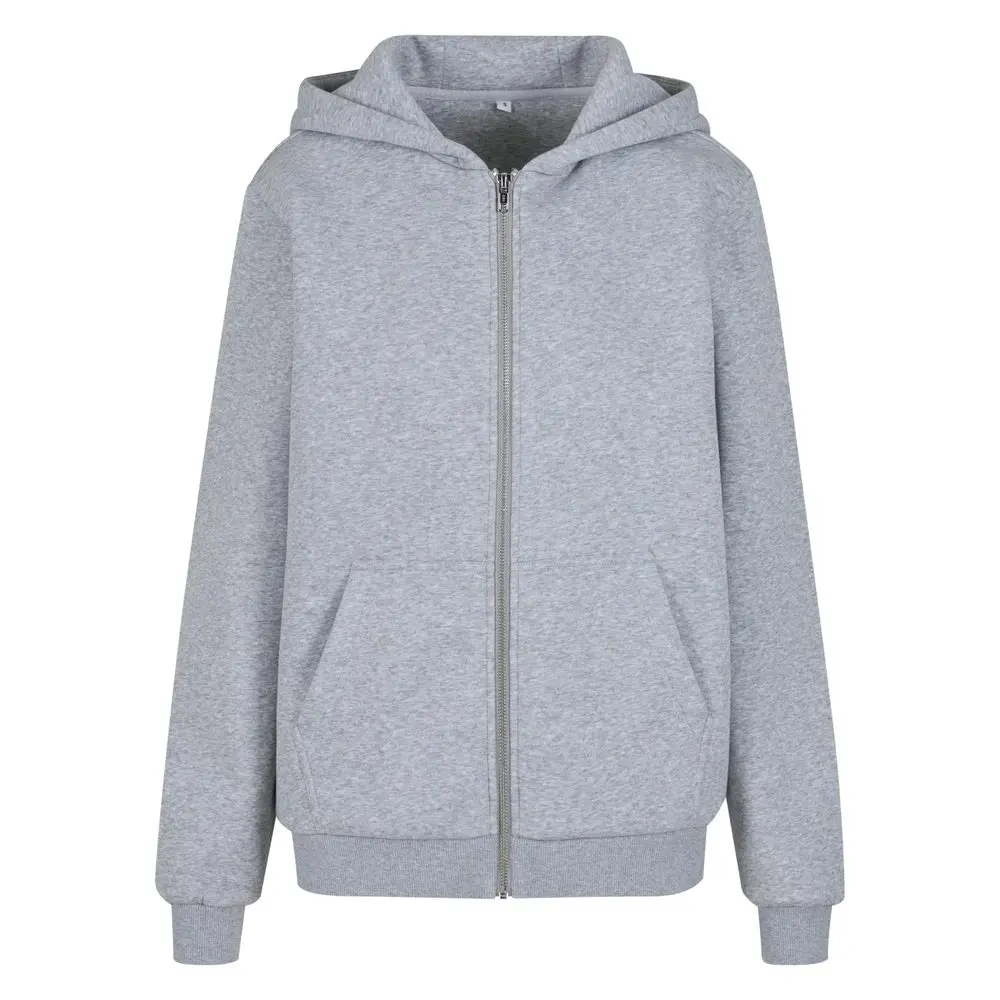 Build Your Brand Hebká dámská mikina na zip Fluffy - Šedý melír | 3XL