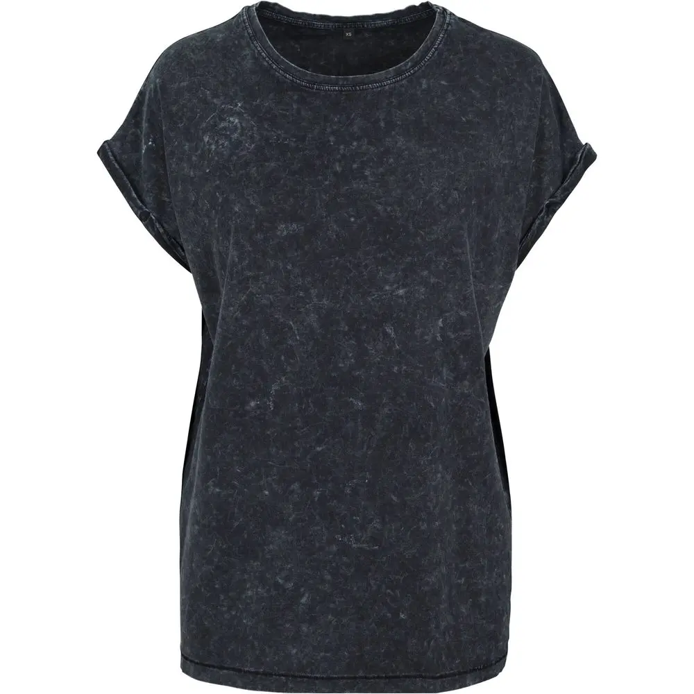 Build Your Brand Ležérní dámské tričko Acid Washed - Černá | L