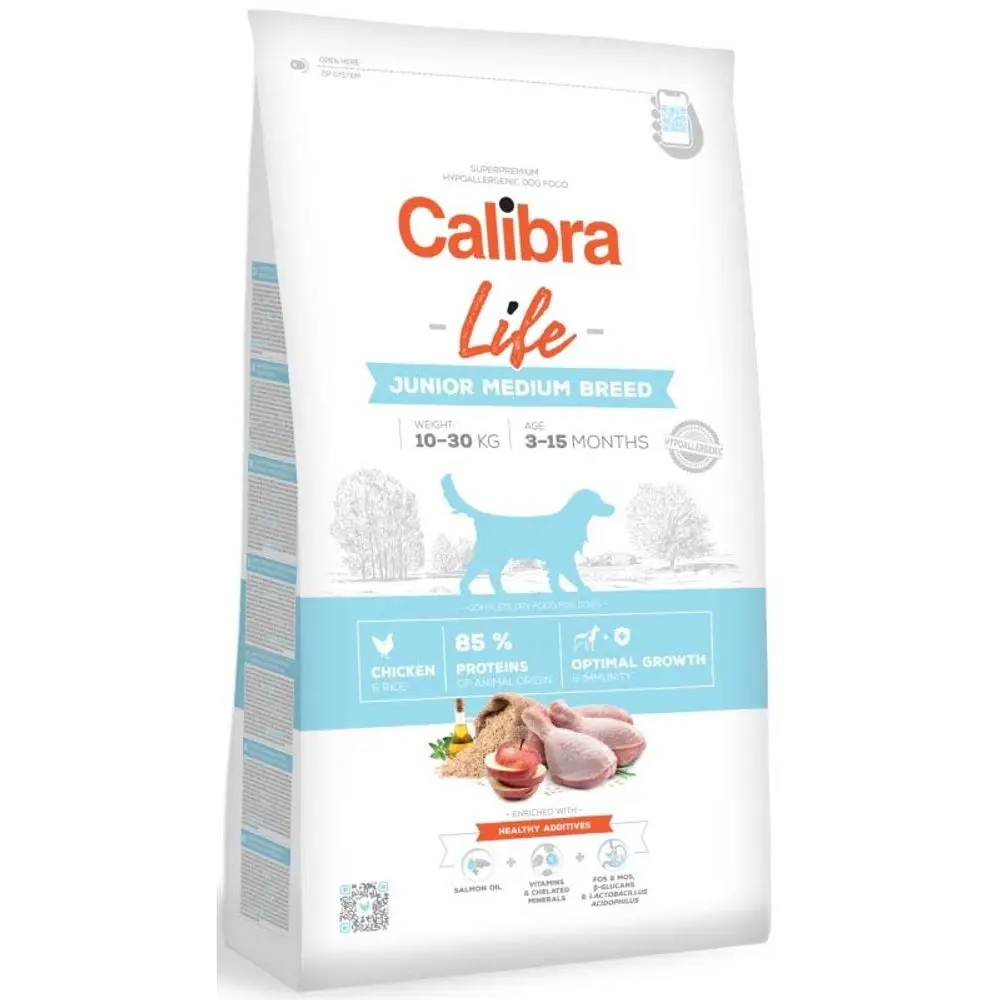 Minimální trvanlivost do 20.1. 2026: Calibra Dog Life Junior Medium Breed Chicken 2,5 kg | P59308