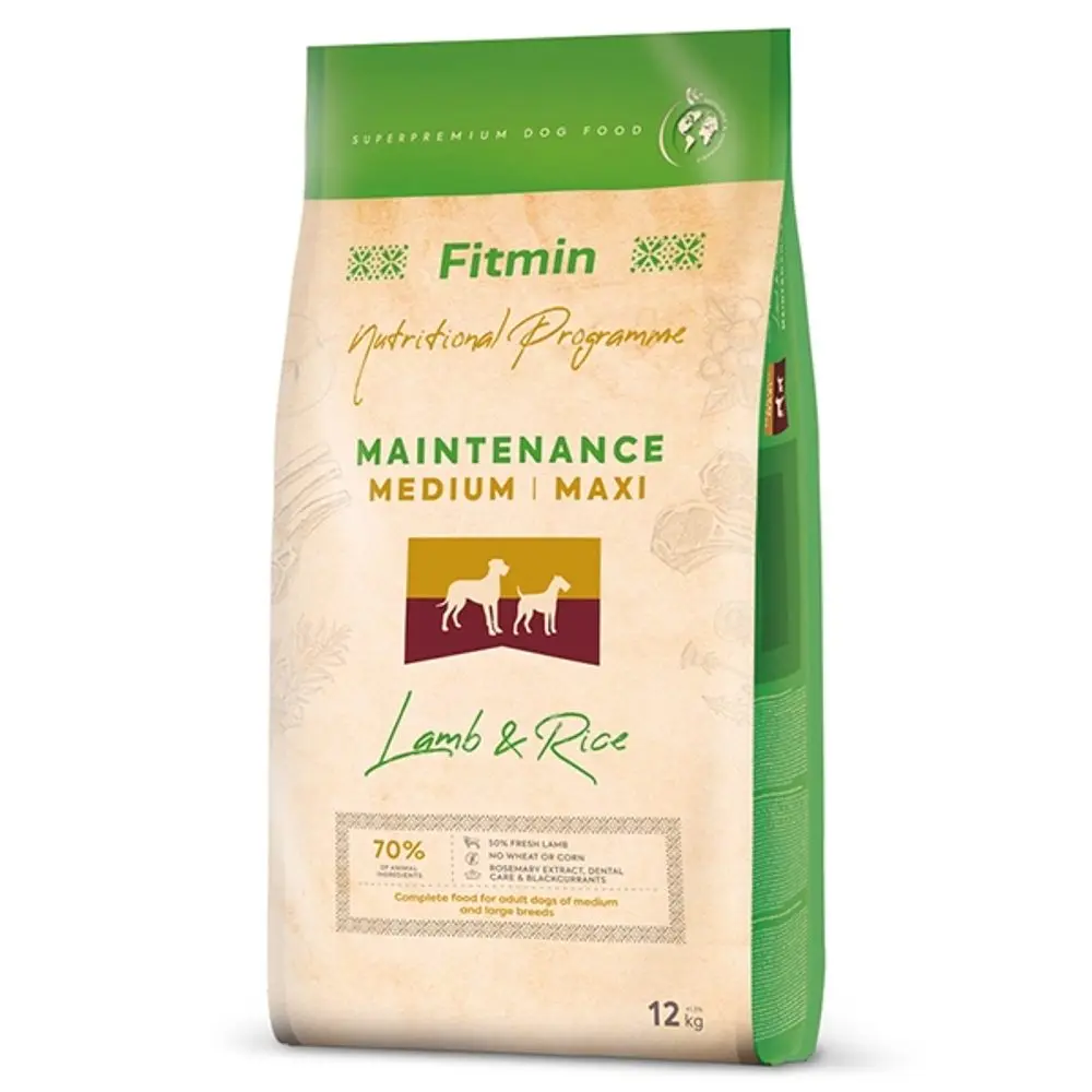 Minimální trvanlivost do 26.4. 2026: Fitmin Dog Medium/Maxi Maintenance Lamb & Rice 12 kg | P59315