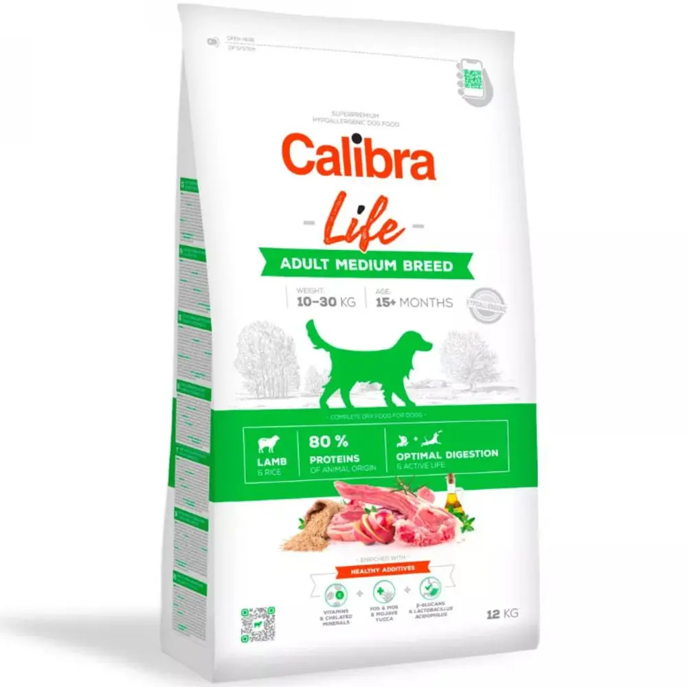 Minimální trvanlivost 28.5. 2026: Calibra Dog Life Adult Medium Breed Lamb 12 kg | P59330