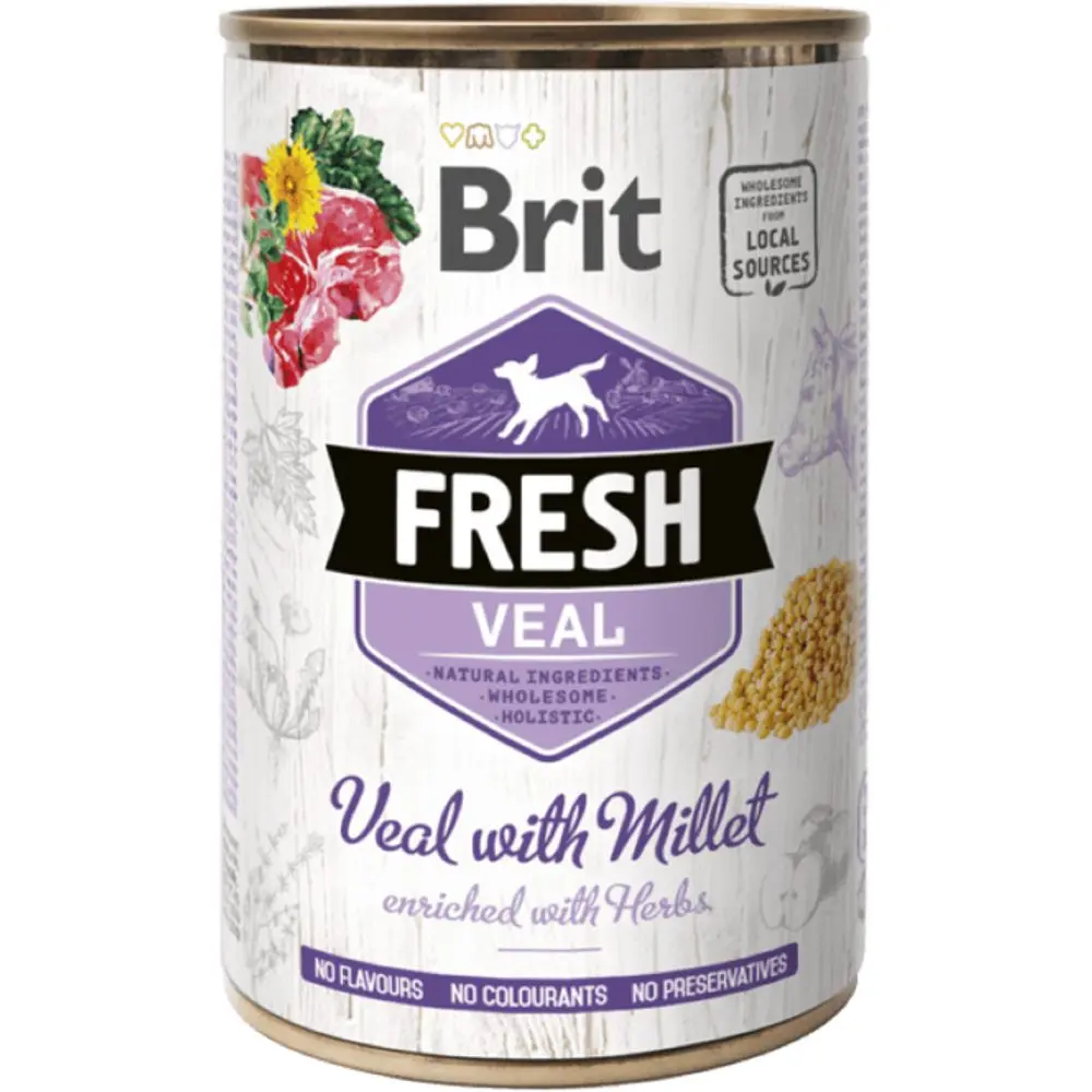 Brit Fresh Dog konzerva Veal with Millet 400 g | P58002