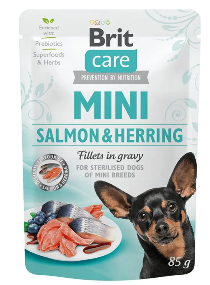 Brit Care Dog kapsička Mini Sterilised Salmon & Herring fillets 85 g | P57997