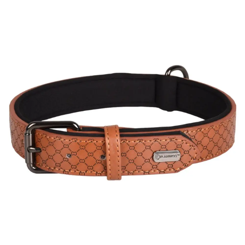 Kožený obojek Flamingo Patti hnědá - XL: 47-57cm | P53476