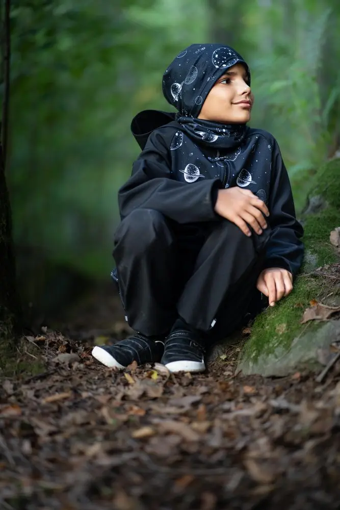 Unuo, Softshellové kalhoty bez zateplení Street, Černá (Softshell kids trousers) -