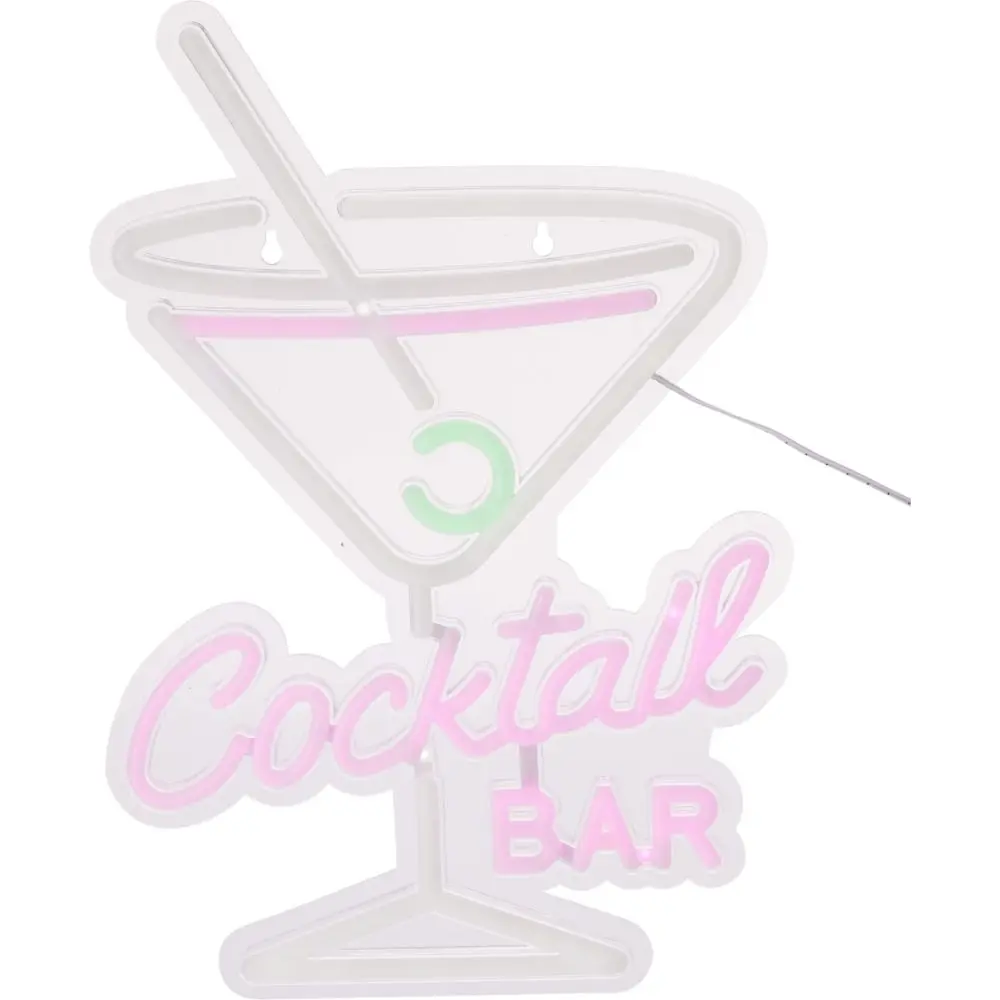 H & S COLLECTION Dekorace svítící nástěnná 30 × 38 cm coctail bar KO-NE1100230coba