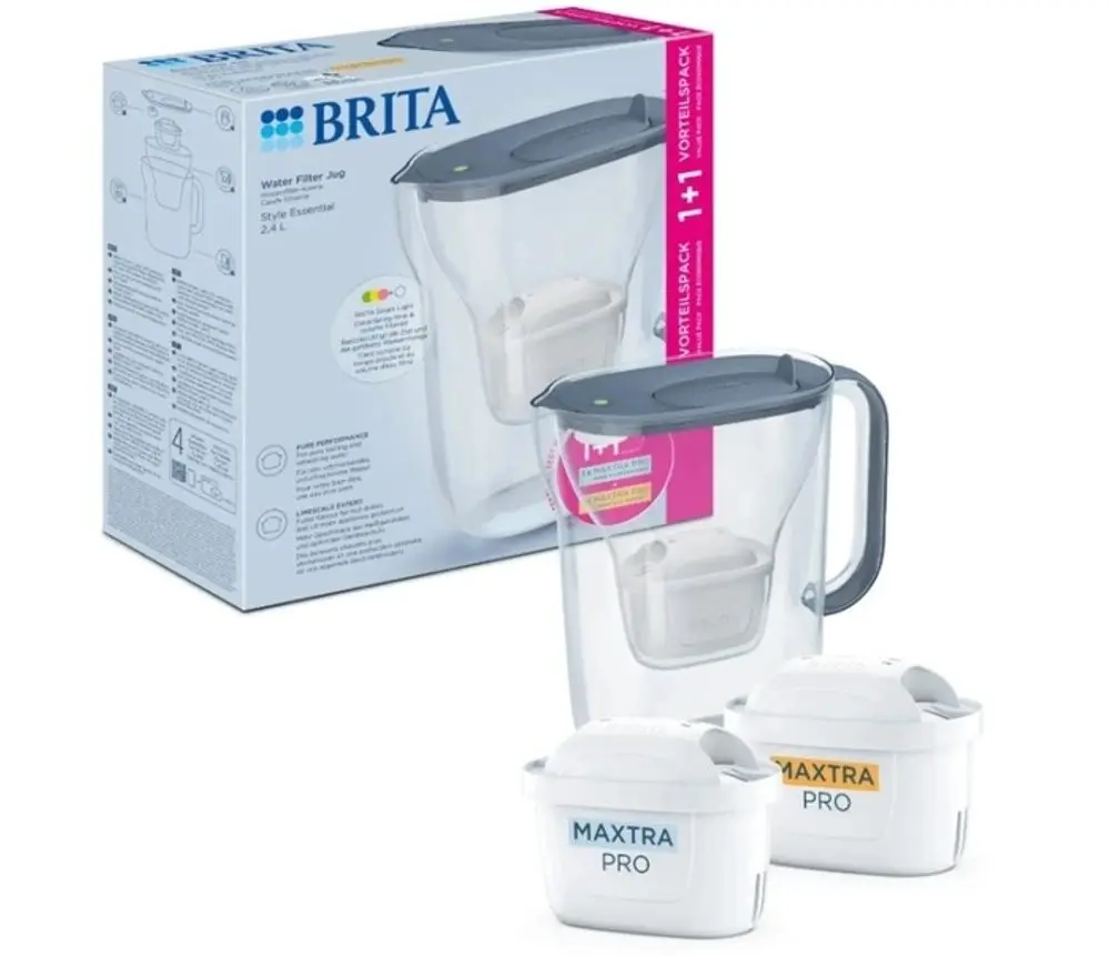 Brita Filtrační konvice Style Essential +2 filtry Maxtra Pro (Hard Water a Pure Performance), šedomodrá 1057796