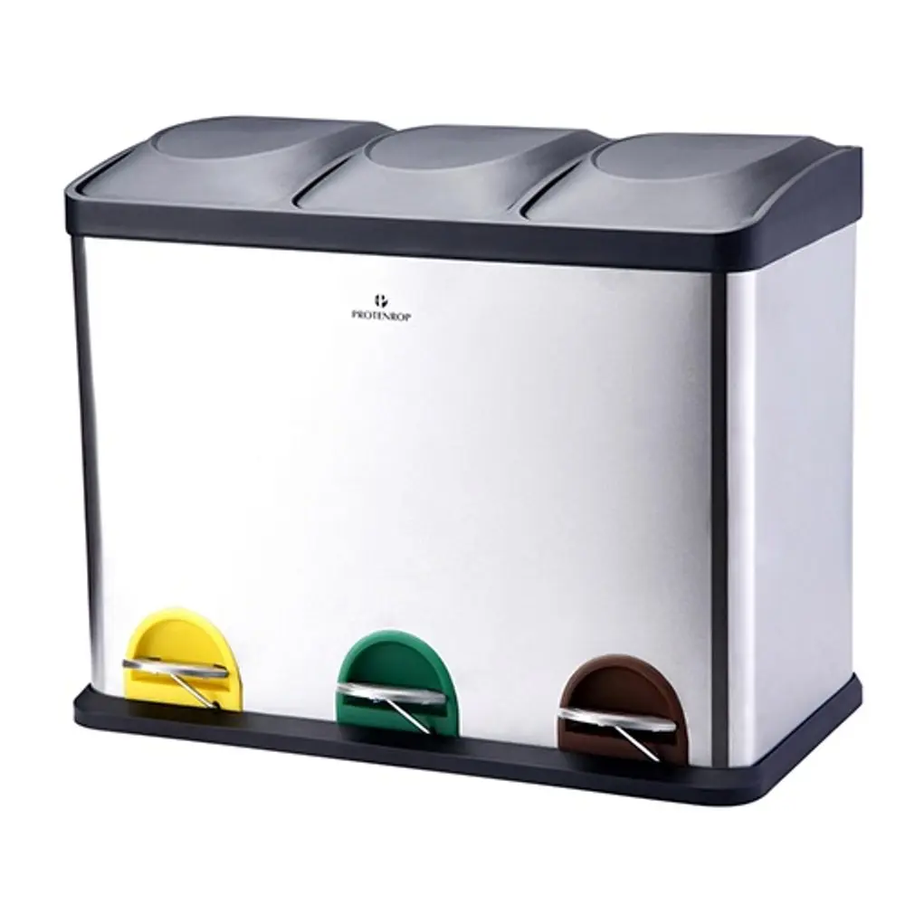BERGNER Koš odpadkový pedálový na tříděný odpad 45 L nerez PT-9338