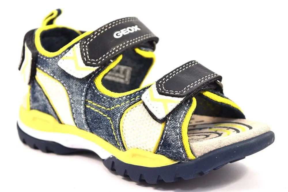 GEOX sandály J BOREALIS BOY DENIM NAVY/LIME