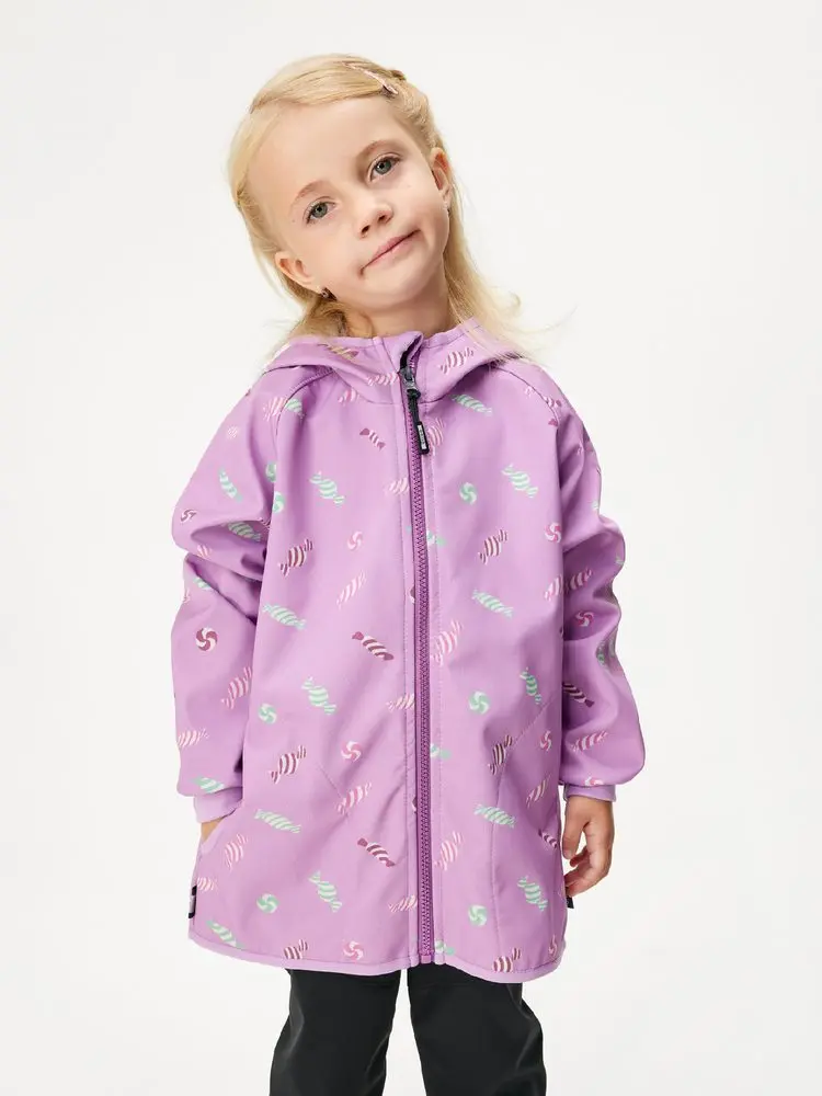 Dětská softshellová bunda UNUO s fleecem Basic, Lila, Bonbony Velikost: 146/152, Věk: 10-12 let