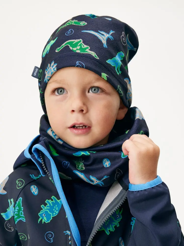 Dětský nákrčník z fleecu Basic, Navy, Dino - Dětská