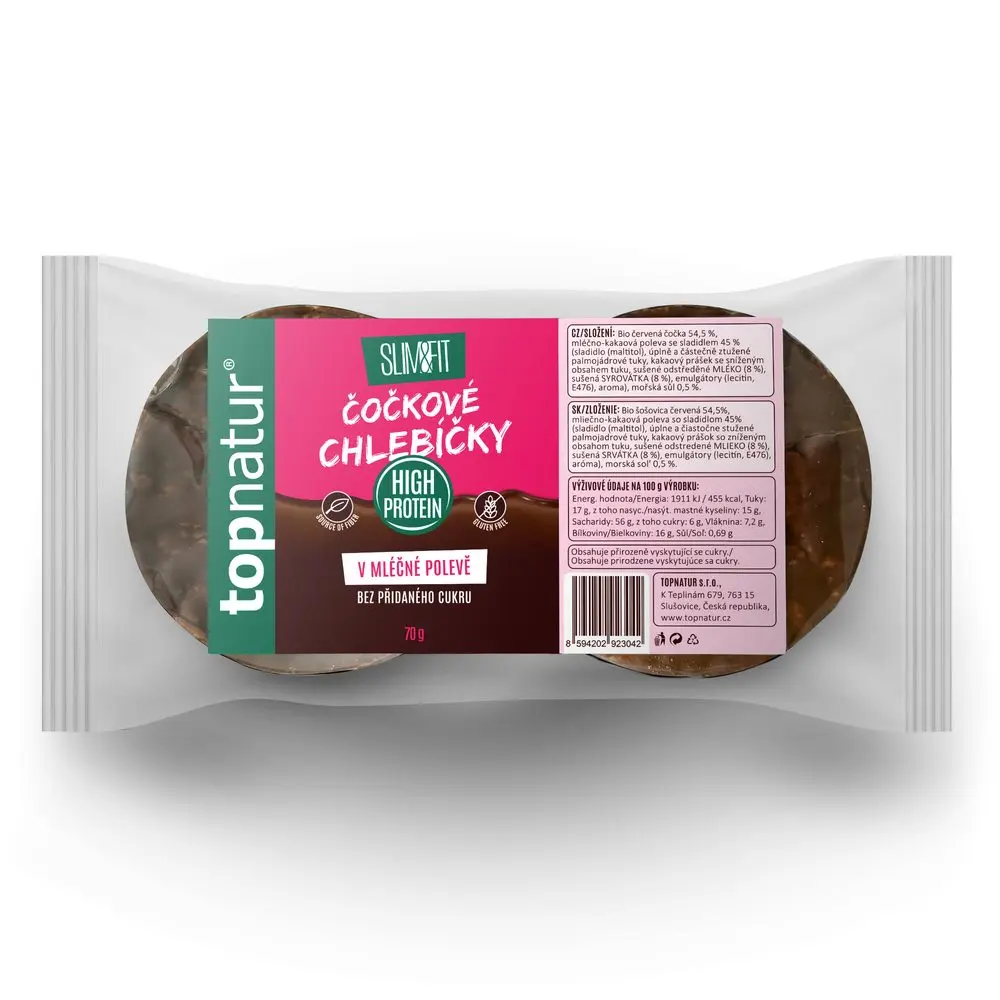 Slim&fit Čočkové chlebíčky v nízkosacharidové mléčné polevě 70g