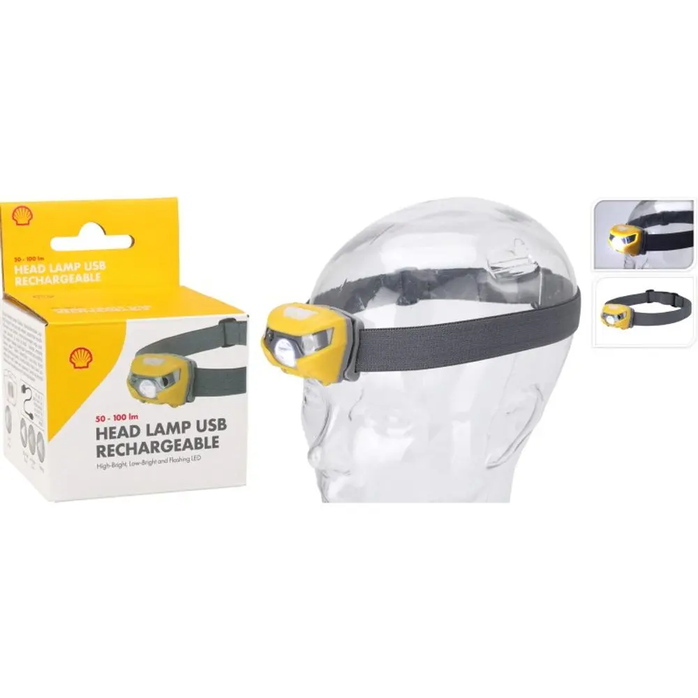 Shell Čelovka nabíjecí USB 100 lm žlutá