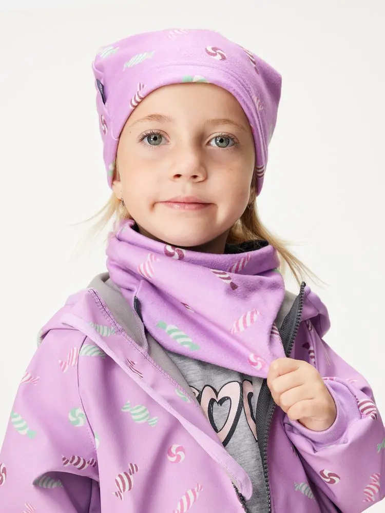 Dětský nákrčník z fleecu Basic, Lila, Bonbony - Dětská