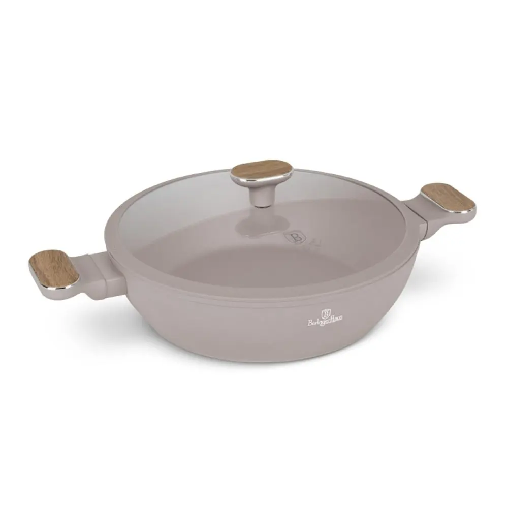 BERLINGERHAUS Pánev hluboká s titanovým povrchem a poklicí 28 cm Taupe Nordic Collection BH-8337