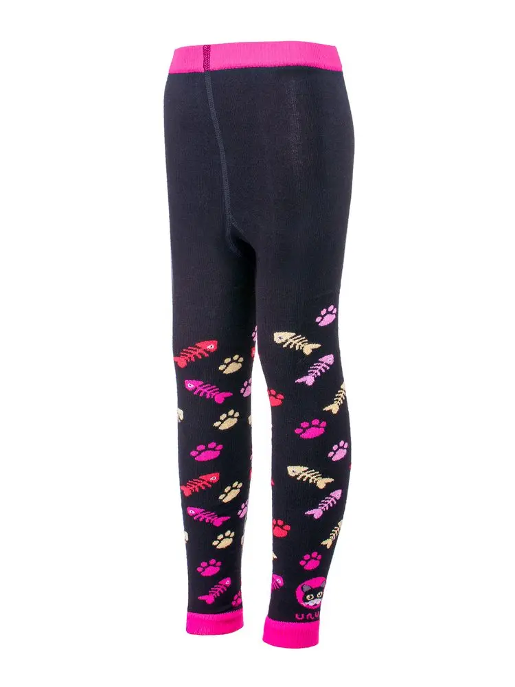 unuo Bambusové legíny Kočka fuchsiové (Bamboo leggings) - 92/98 - 2-4 roky