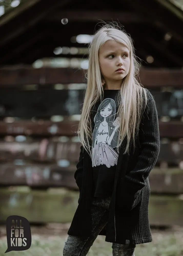 Dívčí kardigan, černý, Cardigan kids, black - 104/110