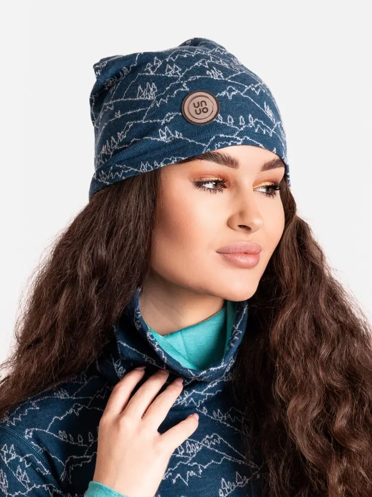 Unuo, Dámský / Pánský merino nákrčník Basic, Kobaltová, Hory kluk - UNI