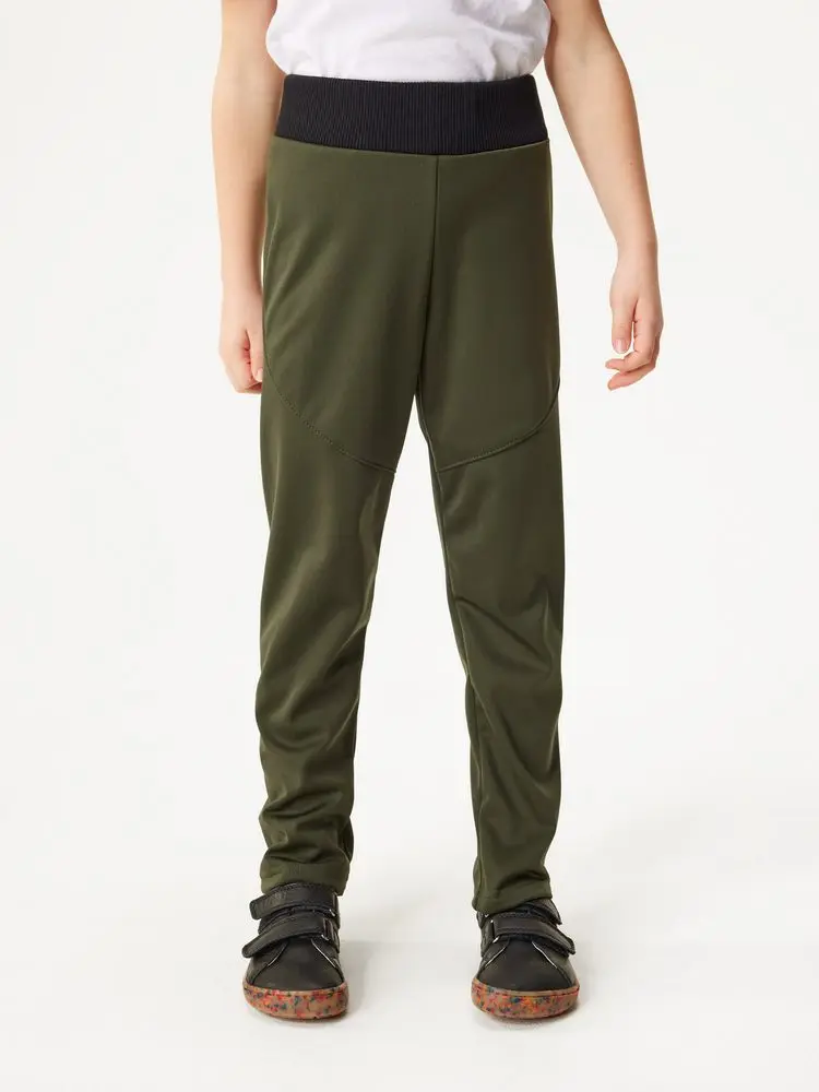 Unuo Dětské softshellové kalhoty s fleecem pružné Sporty, Khaki -