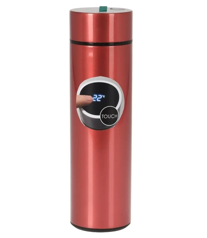 EXCELLENT HOUSEWARE Termoska nerez s teploměrem 0,5 l červená KO-C80700890cerv