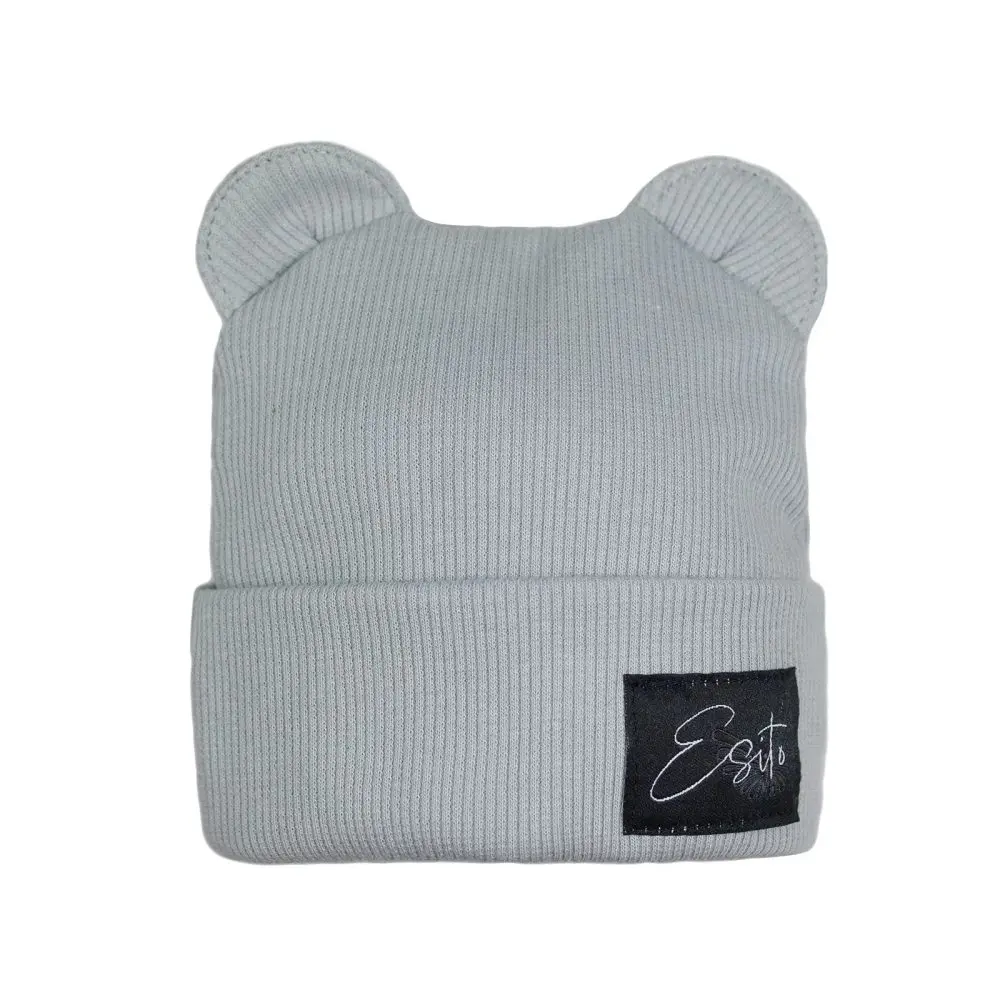 ESITO Zimní žebrovaná čepice s oušky Color Grey - šedá