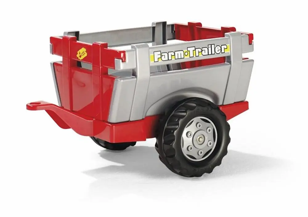 Rollytoys Vlečka za traktor 1osá Farm Trailer - striebornočervená