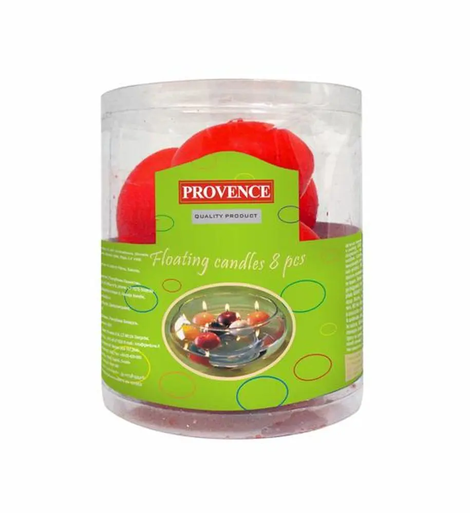 Provence Svíčky plovoucí 8 ks červená, 4, 3 x 2, 8 cm