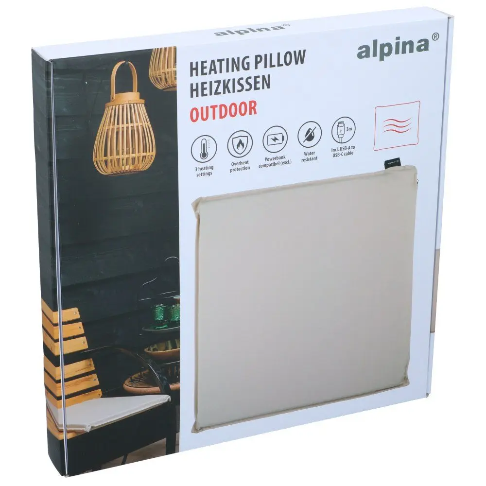 ALPINA Elektrický vyhřívaný podsedák venkovní USB 45 x 45 cm šedá ED-244061