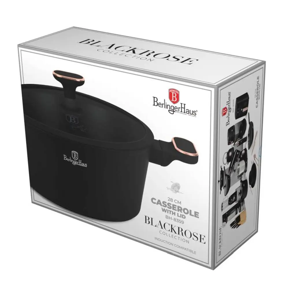 BERLINGERHAUS Kastrol s titanovým povrchem a poklicí 28 cm Black Rose Collection BH-8359