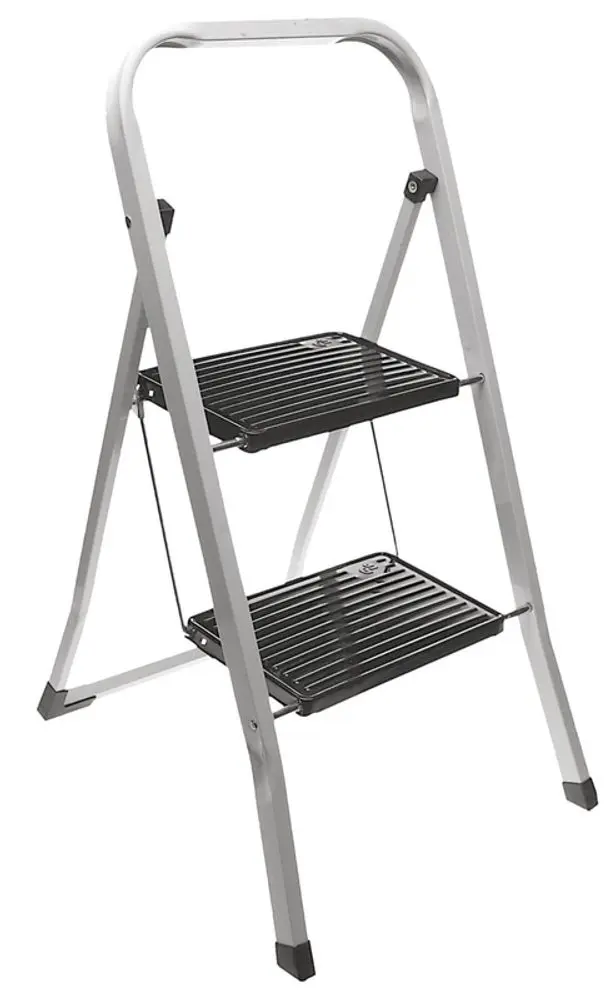 HOMESTYLING Schůdky ocelové 2 nášlapy stříbrná / černá KO-C80001230