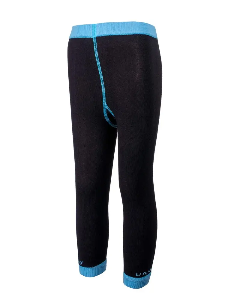 unuo Bambusové legíny černé s tyrkysovou (Bamboo leggings) - 98/104 - 2-4 roky