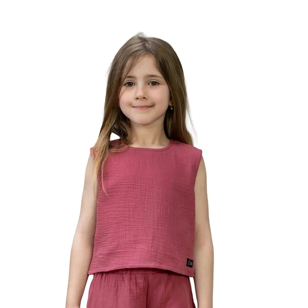 ESITO | Dívčí mušelínový set Lucka Ruby red - rubínová / 74 -