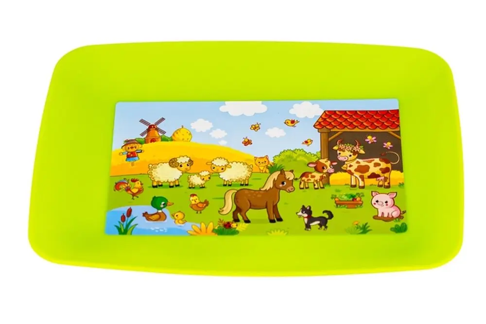 TVAR - Podnos zelený farma 18,6x13,7cm