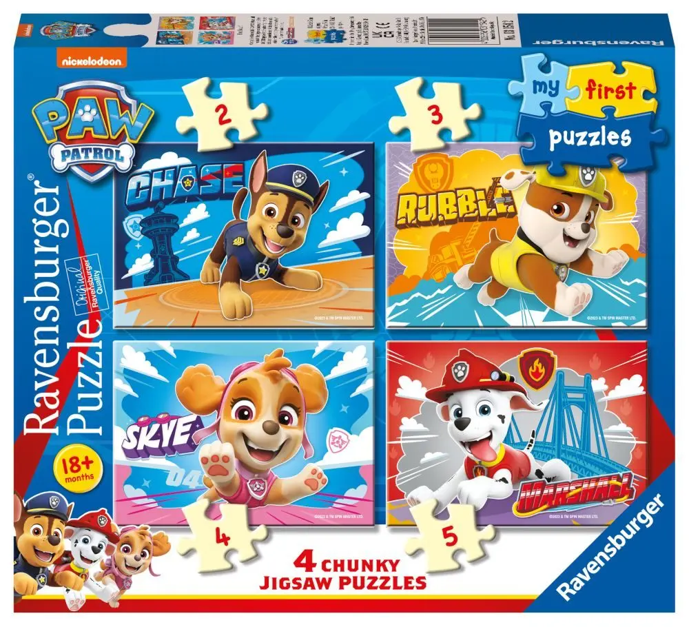 RAVENSBURGER Moje první puzzle Tlapková patrola 4v1 (2,3,4,5 dílků) 151889