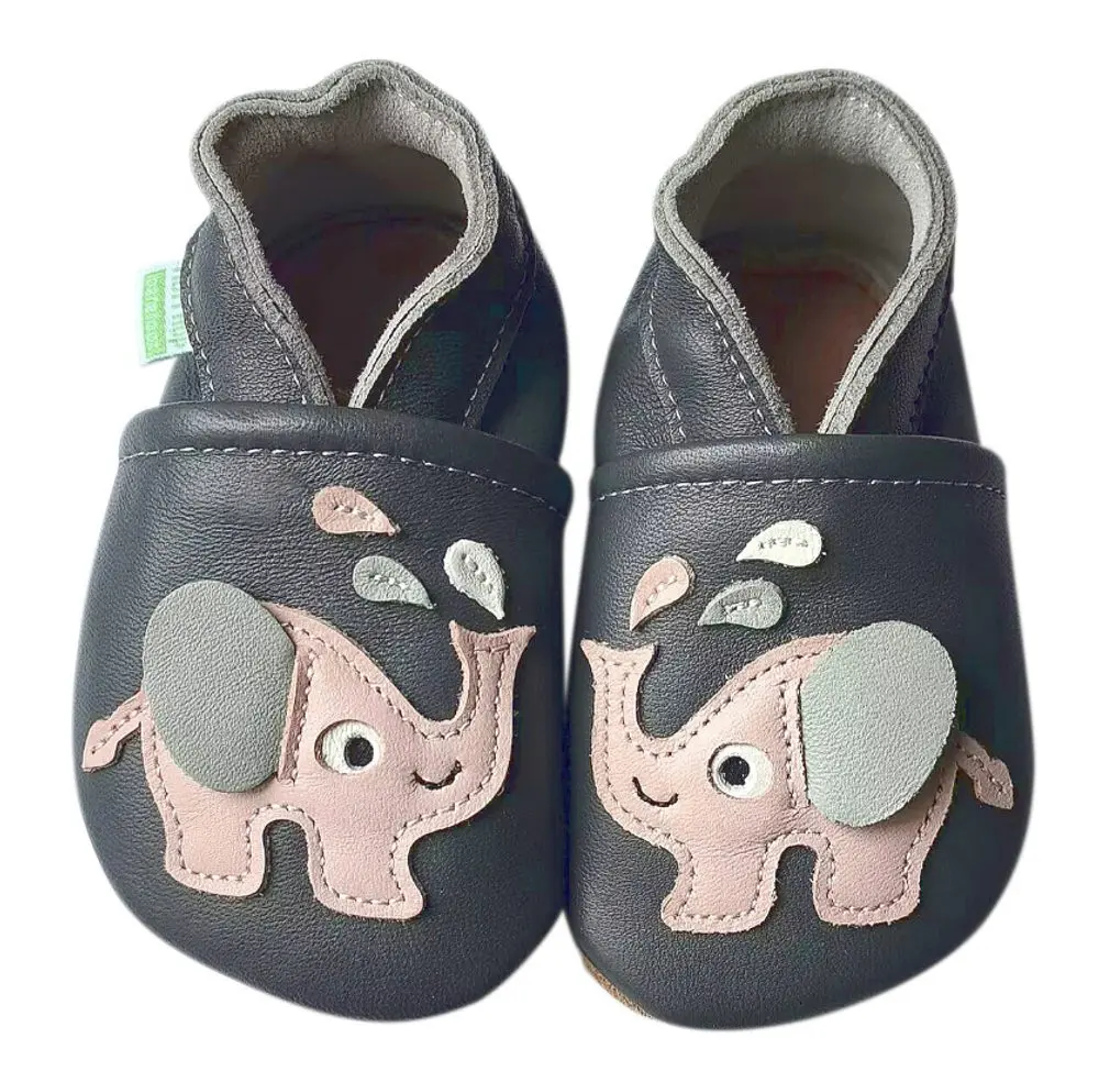 Hopi Hop BAREFOOT kožené capáčky SLONÍK šedo - růžový - L