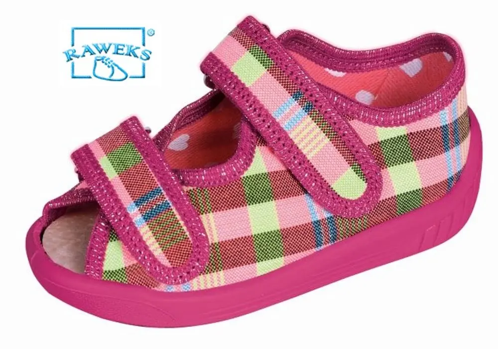 Domácí obuv RAWEKS Olek 204 růžová káro -