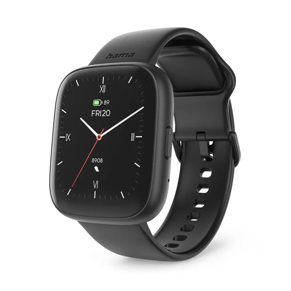 Hama 4000, smart hodinky, funkce telefonování, voděodolné IP68, Siri/ Google Assistant, černé