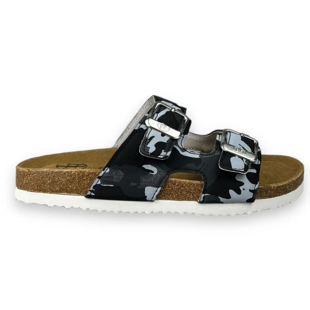 Chlapecké kožené pantofle Best Feet - černý maskáč - 42