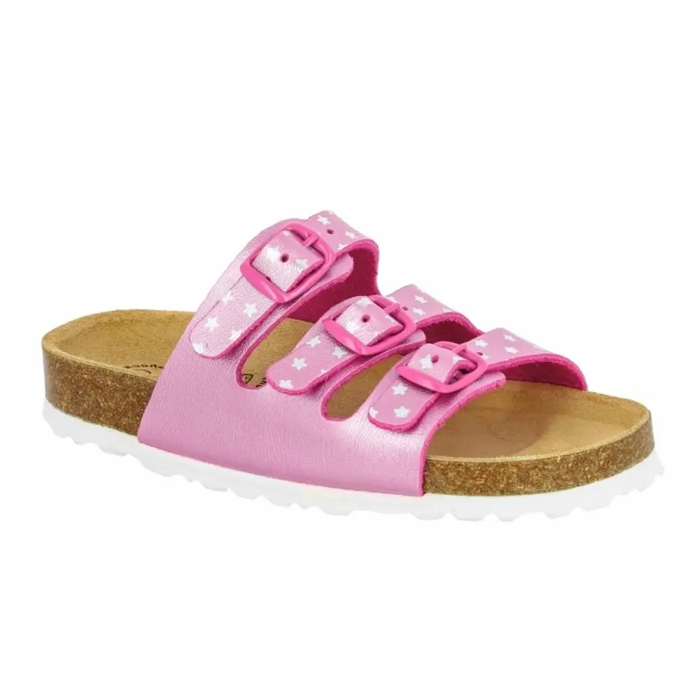 Dívčí pantofle LICO BIOLINE STAR pink/silber 560062 – korkové, anatomické -