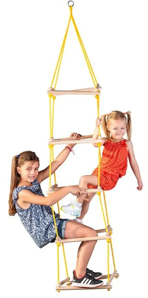 Woody DŘEVO žebřík dětský provazový čtyřhranný 40 x 40 x 195 cm závěsný
