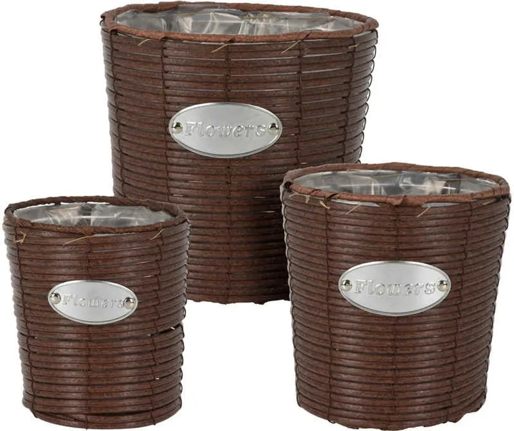 PROGARDEN Květináč proutěný sada 3 ks FLOWERS GARDEN 24 / 20 / 18 cm hnědá KO-430001140