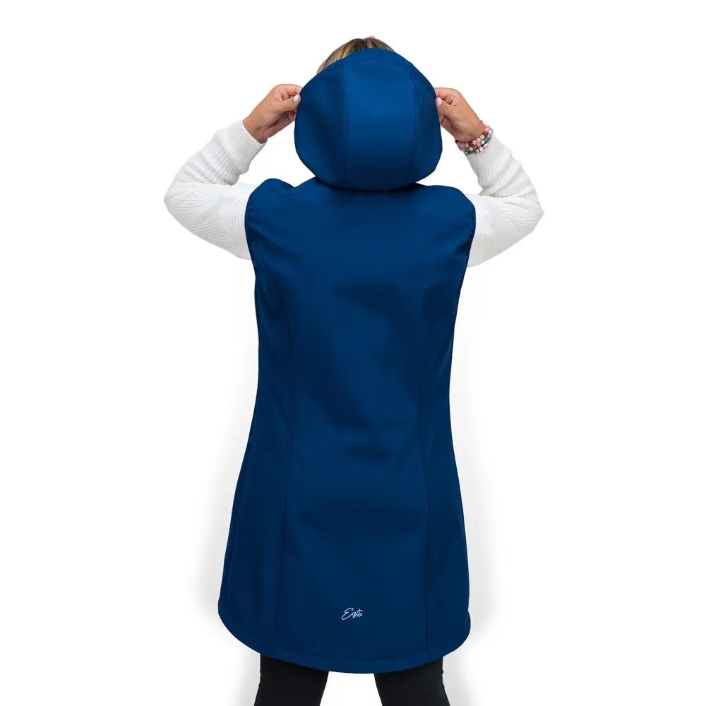 ESITO Dámská dlouhá softshellová vesta Sapphire blue - modrá - XXL modrá