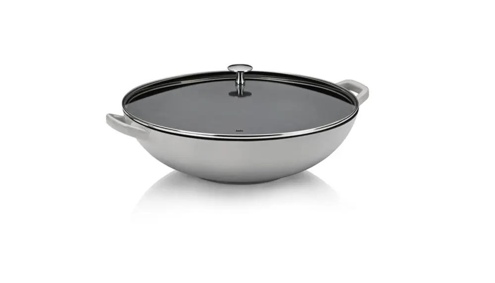 KELA Wok litinový s poklicí CALIDO 36 cm šedá KL-12610