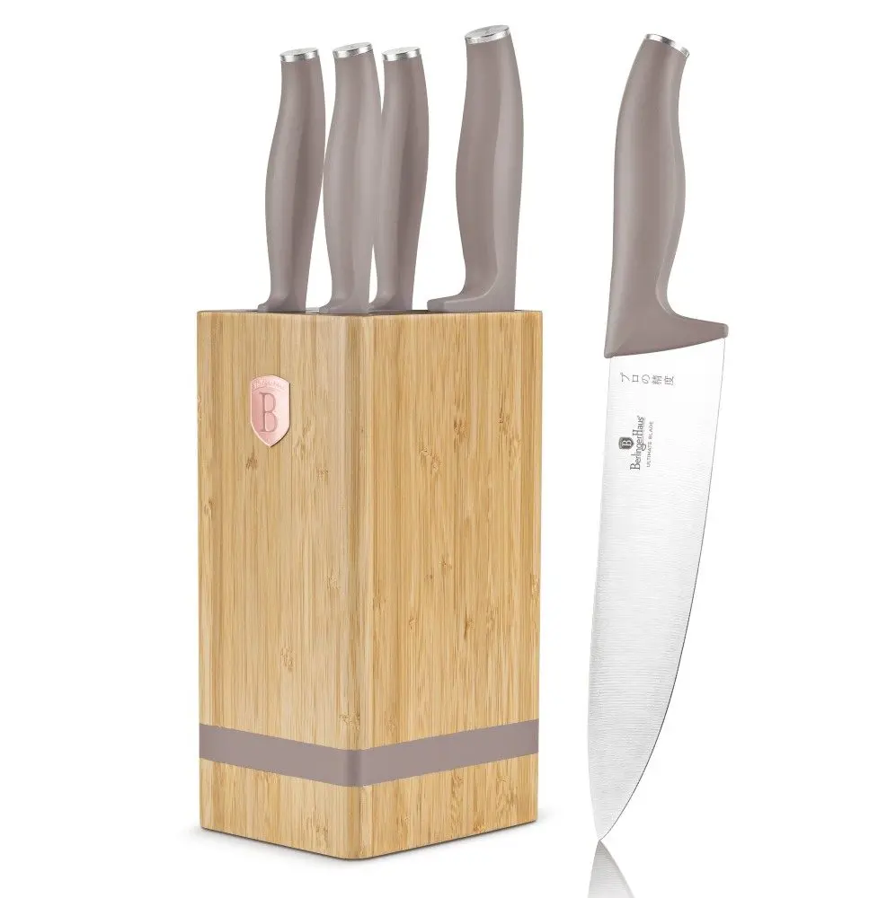 BERLINGERHAUS Sada nožů se stojanem BAMBOO 6 ks Taupe Collection BH-2974